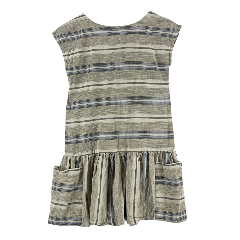 Patagonia Girls Lightweight Hemp/Organic Cotton Dress SZ M Tan Striped Pockets